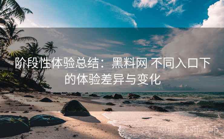 阶段性体验总结：黑料网 不同入口下的体验差异与变化