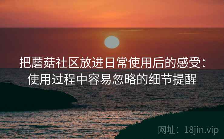把蘑菇社区放进日常使用后的感受：使用过程中容易忽略的细节提醒