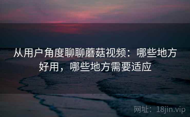 从用户角度聊聊蘑菇视频：哪些地方好用，哪些地方需要适应