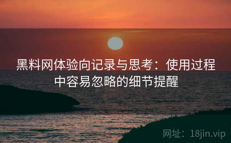 黑料网体验向记录与思考：使用过程中容易忽略的细节提醒