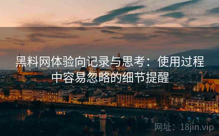 黑料网体验向记录与思考：使用过程中容易忽略的细节提醒