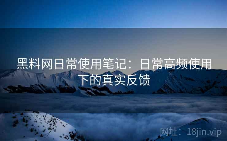 黑料网日常使用笔记：日常高频使用下的真实反馈